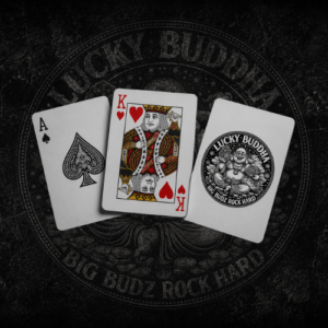 happy buddha playing cards